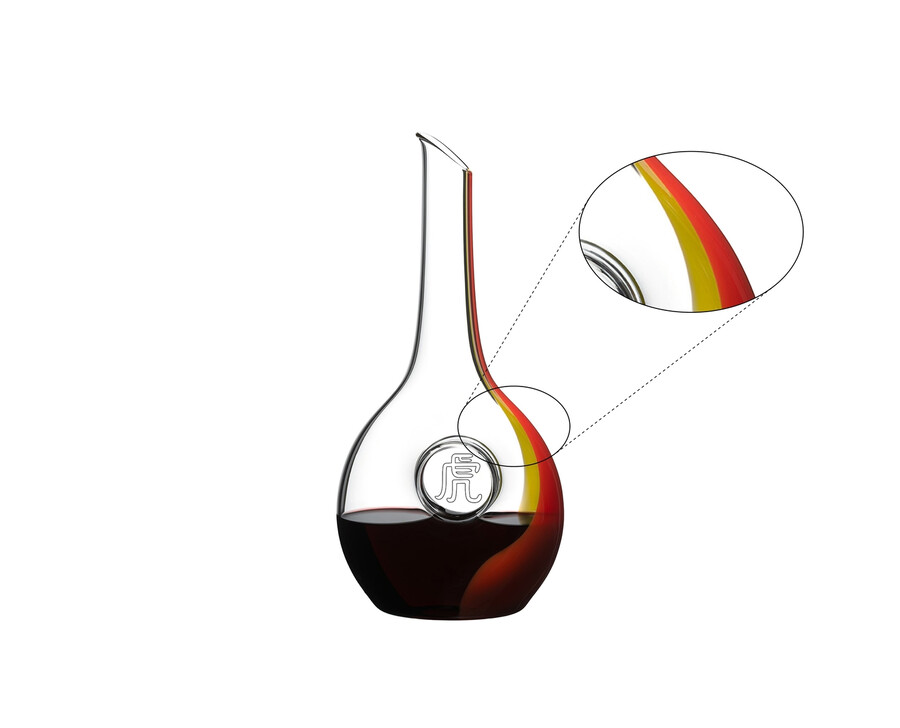 carafe riedel tigre du zodiaque chinois - rougejaune
