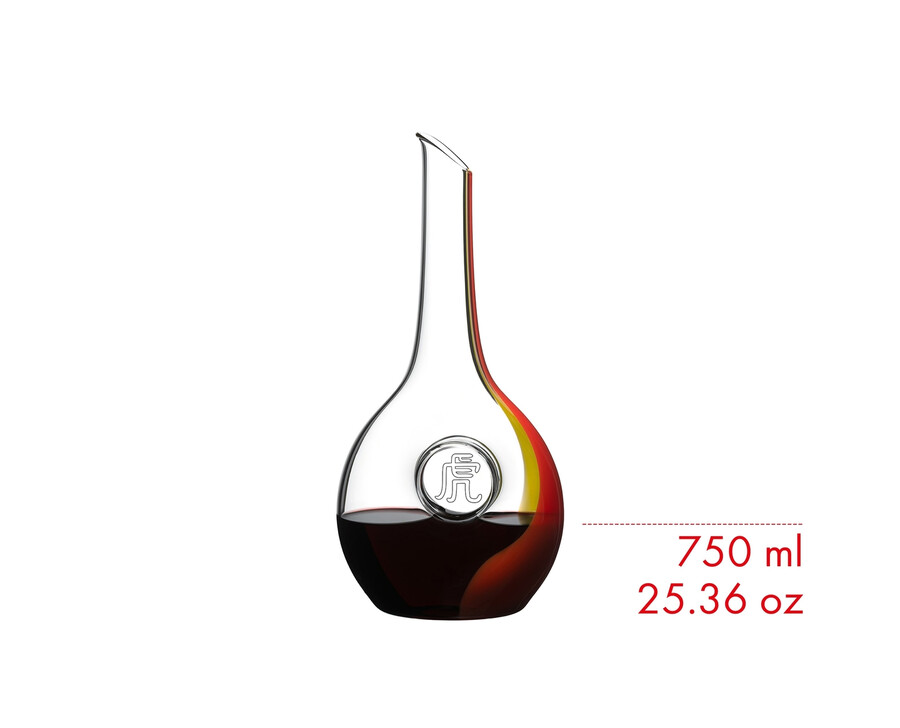 carafe riedel tigre du zodiaque chinois - rougejaune