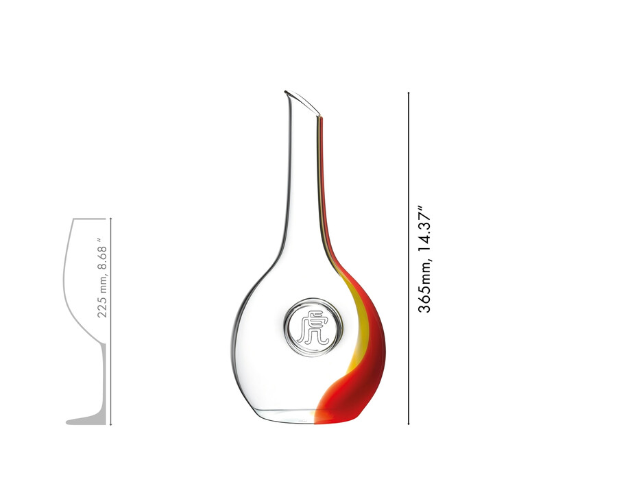 carafe riedel tigre du zodiaque chinois - rougejaune