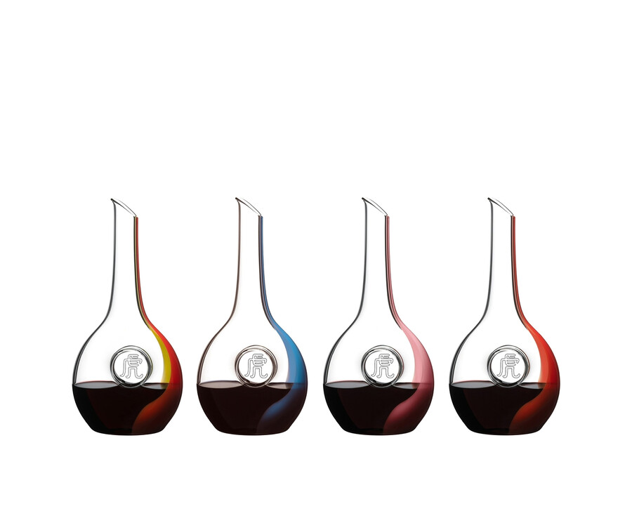 carafe riedel tigre du zodiaque chinois - rougejaune
