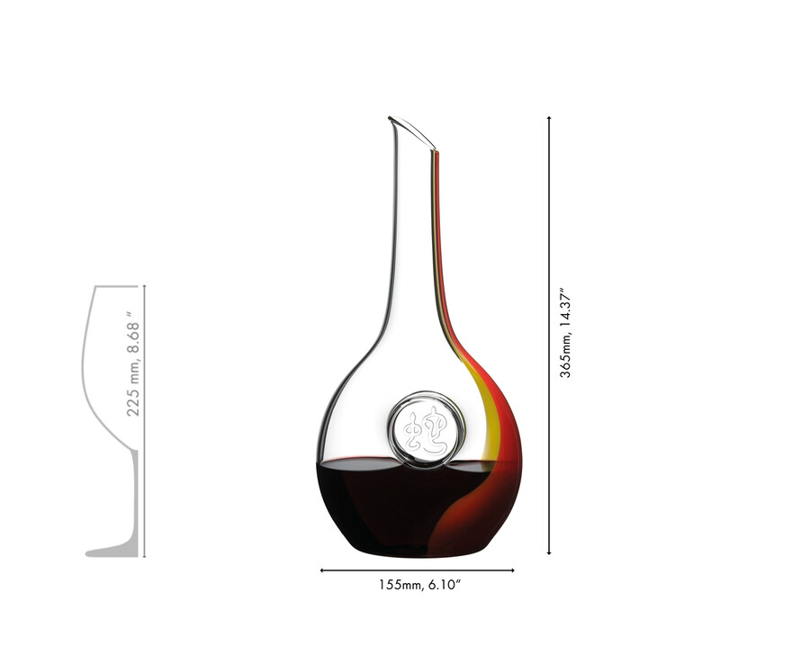 carafe serpent du zodiaque chinois riedel - rougejaune