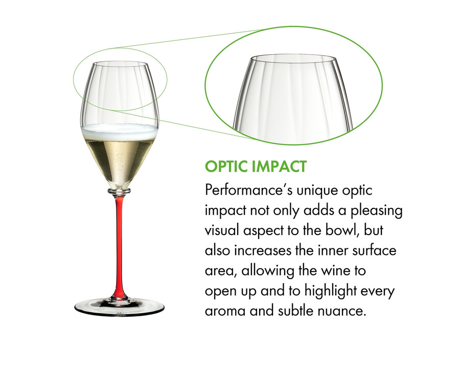 verre à champagne riedel fatto a mano performance - pied rouge
